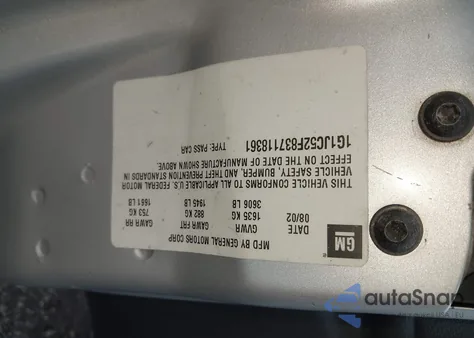 2003 Chevrolet Cavalier z USA, uszkodzony, nr VIN 1G1JC52F837118361